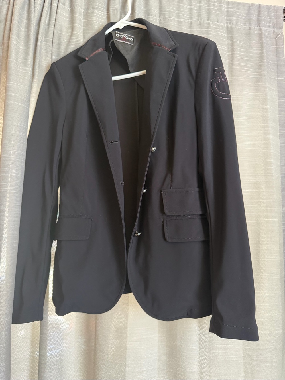 Navy Blue Women's Equestrian Cavalleria Toscana Blazer with Contrast Stitching
